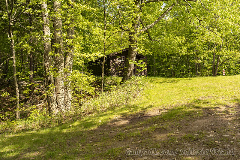 Campsite Photo of Site 19 at Wellesley Island State Park, New York - Looking Back Towards Road