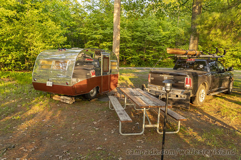 Campsite Photo of Site 77 at Wellesley Island State Park, New York - Looking Back Towards Road