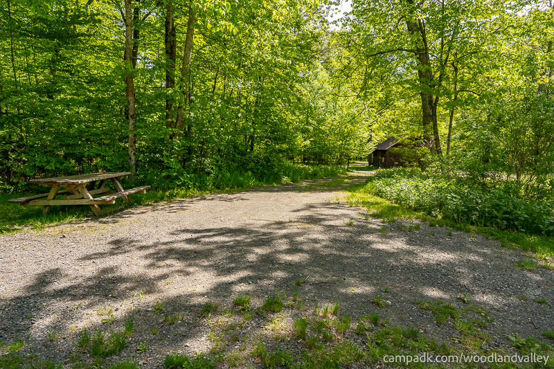 Campsite Photo of Site 6 at Woodland Valley Campground, New York - Looking Back Towards Road